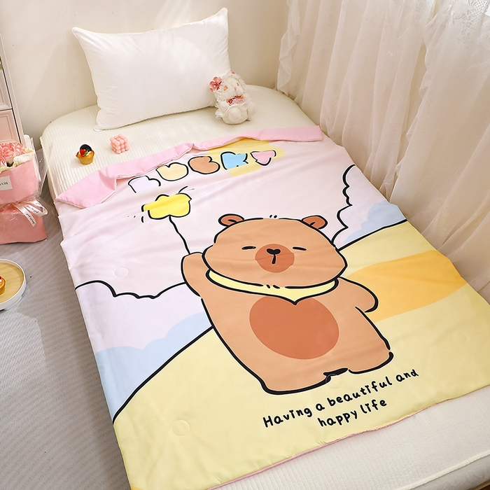 91家纺网 家纺一手货源 找家纺 八零年代 2025新款儿童A类天丝夏被冰爽棉空调被凉感被幼儿园凉席夏被三件套