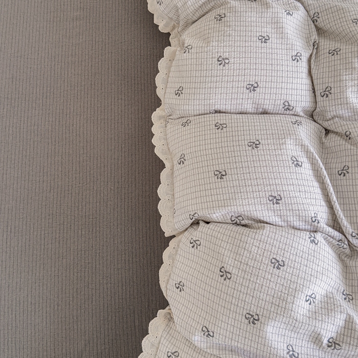 91家纺网 家纺一手货源 找家纺 可思家纺 2025新款法式皱皱纱四件套 甜心格子