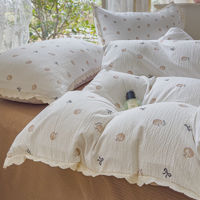 91家纺网 家纺一手货源 找家纺 可思家纺 2025新款法式皱皱纱四件套 极简主义