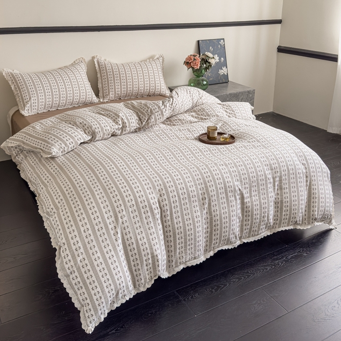 91家纺网 家纺一手货源 找家纺 可思家纺 2025新款法式皱皱纱四件套 罗马假日