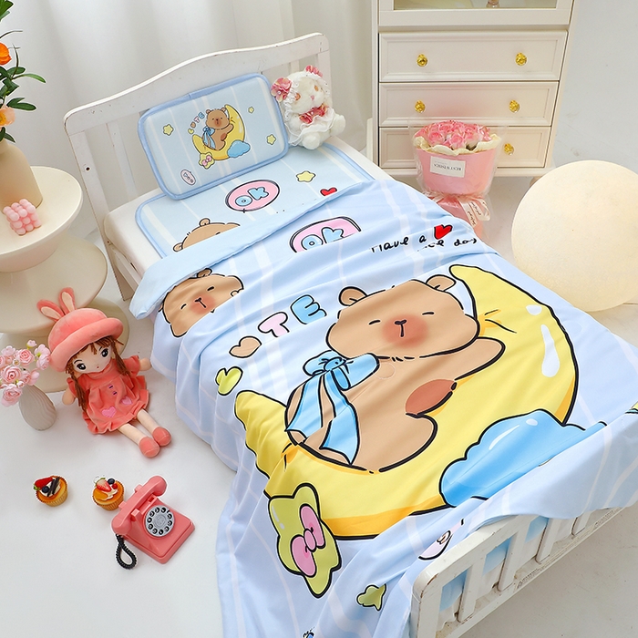 91家纺网 家纺一手货源 找家纺 八零年代 2025新款儿童A类天丝夏被冰爽棉空调被凉感被幼儿园凉席夏被三件套