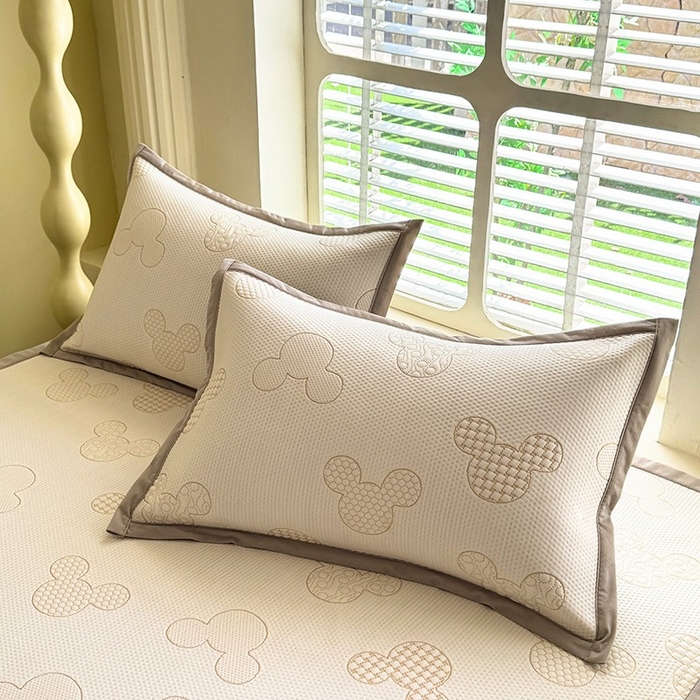 91家纺网 家纺一手货源 找家纺 绒世界 2025新款A类提花凉感豆豆复合凉席套件 提花豆豆-米琦