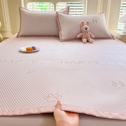 91家纺网 家纺一手货源 找家纺 丝印良品 2025新款A类提花凉感豆豆复合凉席套件 提花豆豆-小狗