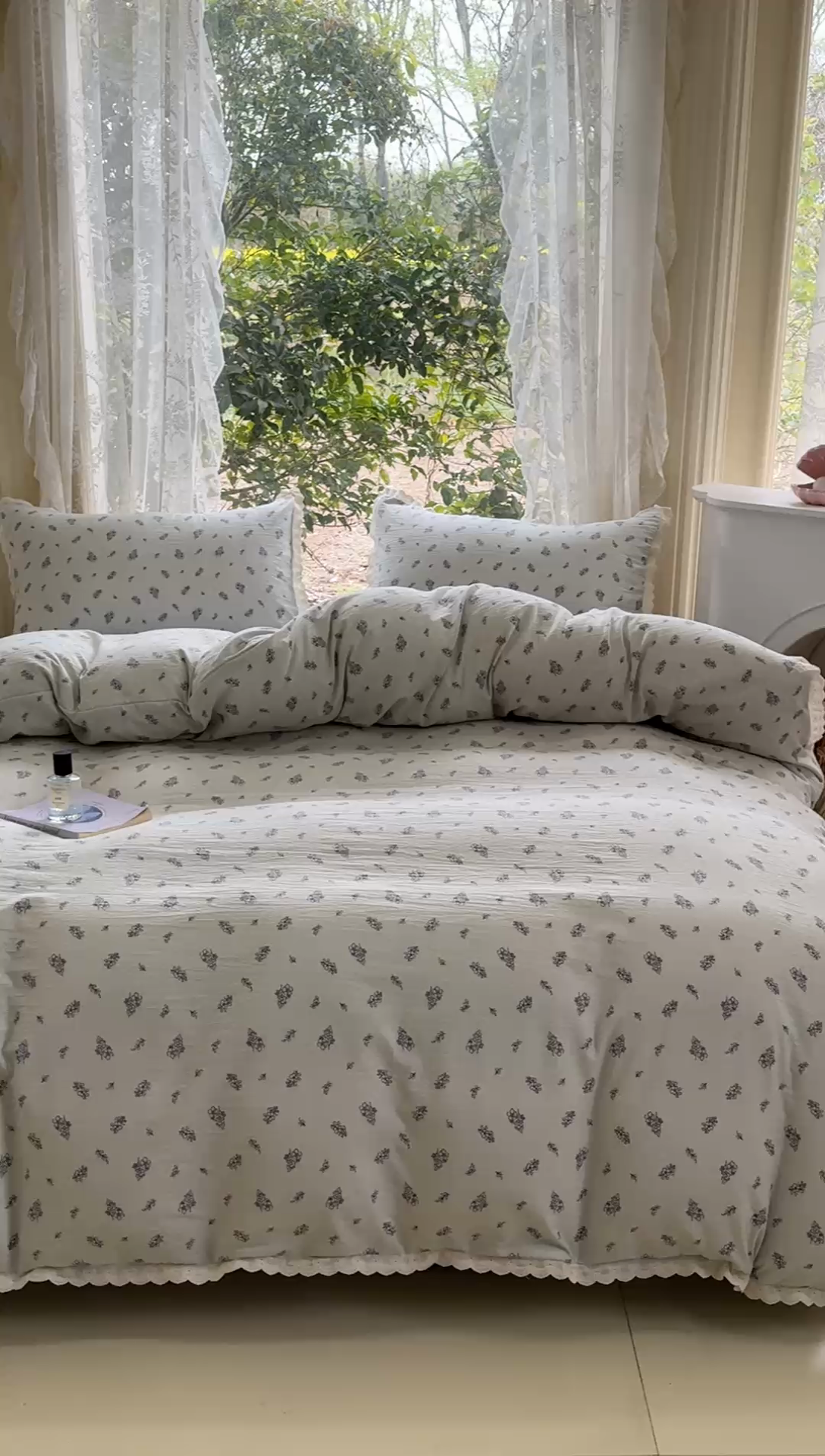 91家纺网 家纺一手货源 找家纺 可思家纺 2025新款法式皱皱纱四件套 南城旧事