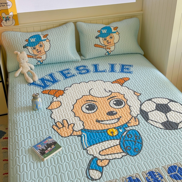 91家纺网 家纺一手货源 找家纺 金爱家 2025新款凉感丝乳胶凉席 乳胶-足球小子