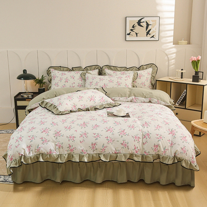 91家纺网 家纺一手货源 找家纺 铠畅家纺 2025新款有氧双层纱印花夹棉床盖四件套-终版 晨曦微露