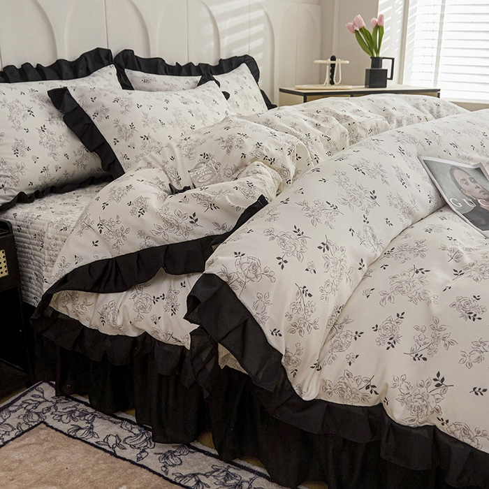 91家纺网 家纺一手货源 找家纺 铠畅家纺 2025新款有氧双层纱印花夹棉床盖四件套-终版 沉香