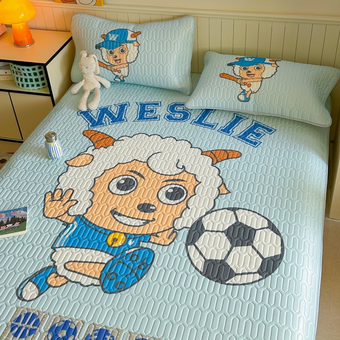 91家纺网 家纺一手货源 找家纺 金爱家 2025新款凉感丝乳胶凉席 乳胶-足球小子