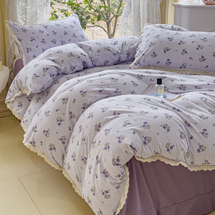 91家纺网 家纺一手货源 找家纺 可思家纺 2025新款法式皱皱纱四件套 绮梦