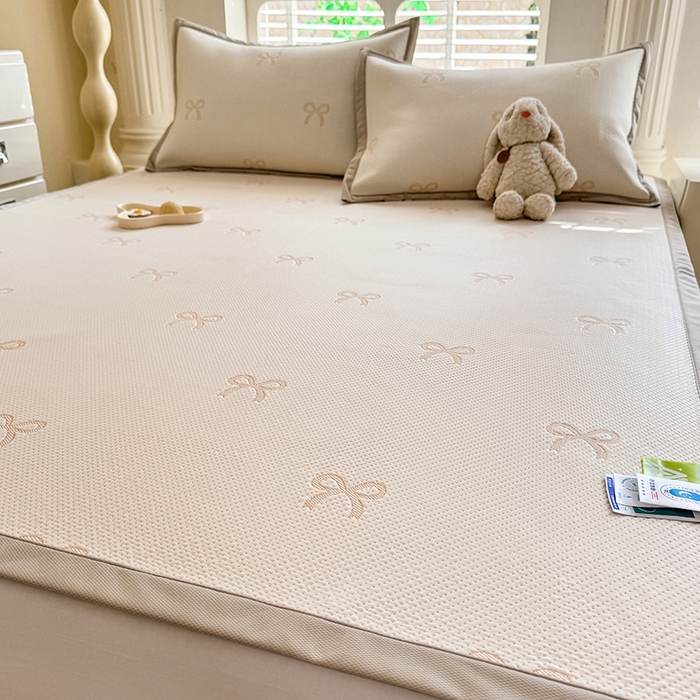 91家纺网 家纺一手货源 找家纺 （总）丝印良品 2025新款A类提花凉感豆豆复合凉席套件