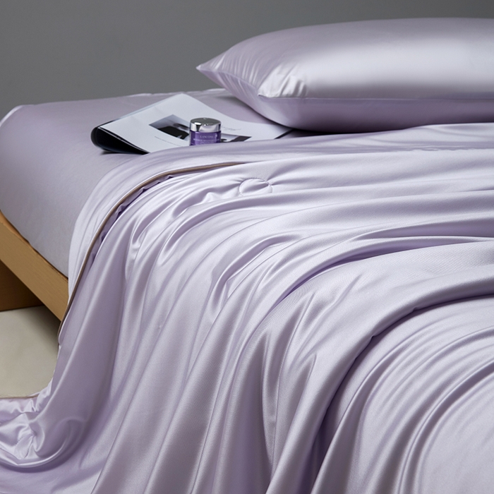 91家纺网 家纺一手货源 找家纺 莱福仕家纺 2025新款A类莹丝流光蚕丝系列夏被 烟紫色