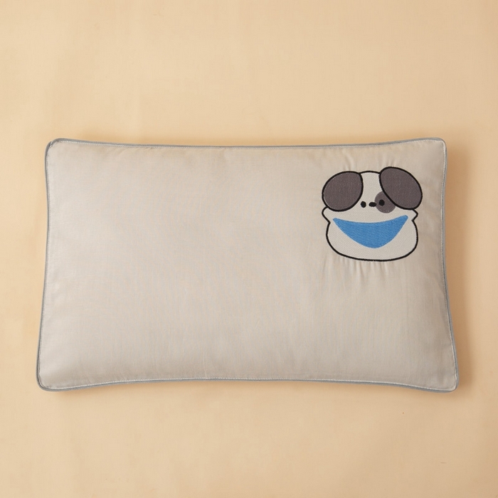 91家纺网 家纺一手货源 找家纺 喜多兔2025新款小轻柔纯棉双层纱枕套枕头 灰色Q小狗