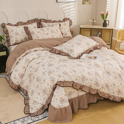 铠畅家纺 2025新款有氧双层纱印花夹棉床盖四件套-终版 田园密语