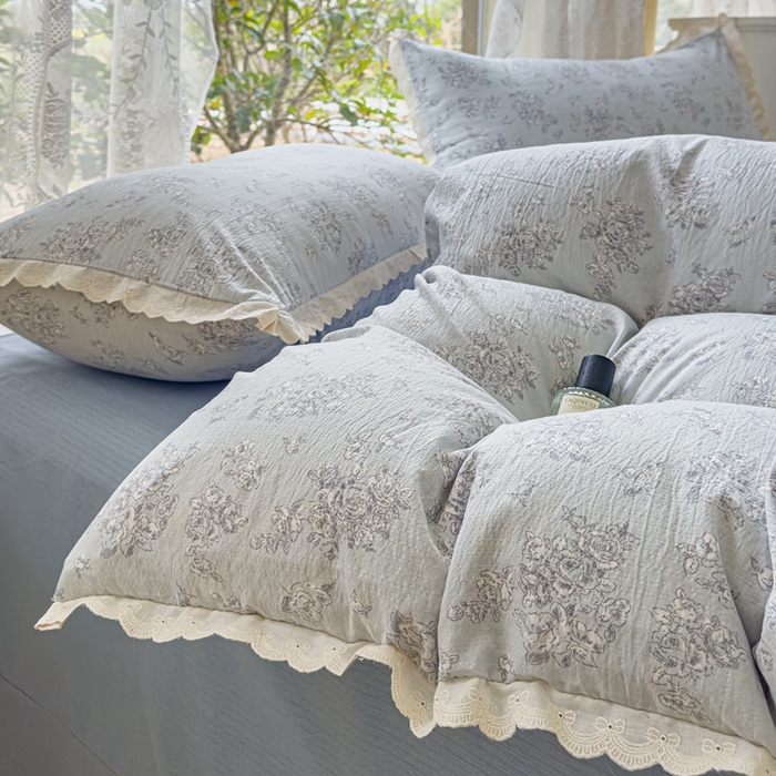 91家纺网 家纺一手货源 找家纺 可思家纺 2025新款法式皱皱纱四件套 莱茵河畔