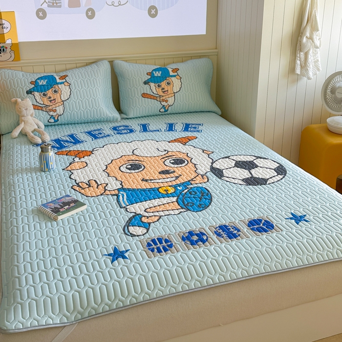 91家纺网 家纺一手货源 找家纺 金爱家 2025新款凉感丝乳胶凉席 乳胶-足球小子