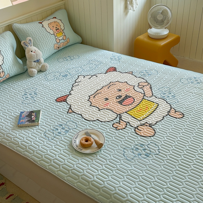 91家纺网 家纺一手货源 找家纺 金爱家 2025新款凉感丝乳胶凉席 乳胶-懒羊羊