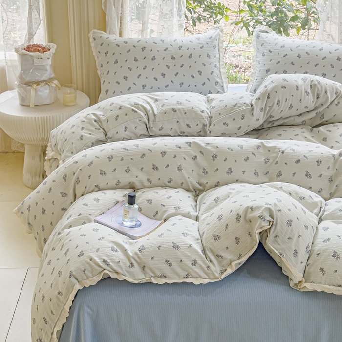 91家纺网 家纺一手货源 找家纺 可思家纺 2025新款法式皱皱纱四件套 南城旧事