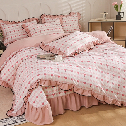 91家纺网 家纺一手货源 找家纺 （总）铠畅家纺 2025新款有氧双层纱印花夹棉床盖四件套-终版