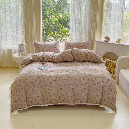 91家纺网 家纺一手货源 找家纺 （总）可思家纺 2025新款法式皱皱纱四件套