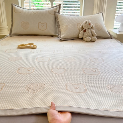 丝印良品 2025新款A类提花凉感豆豆复合凉席套件 提花豆豆-小熊