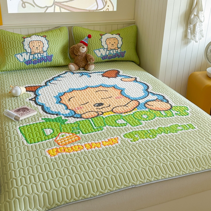 91家纺网 家纺一手货源 找家纺 金爱家 2025新款凉感丝乳胶凉席 乳胶-美梦羊羊