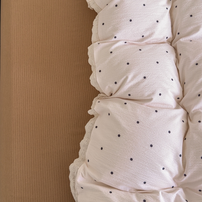 91家纺网 家纺一手货源 找家纺 可思家纺 2025新款法式皱皱纱四件套 奶茶波波