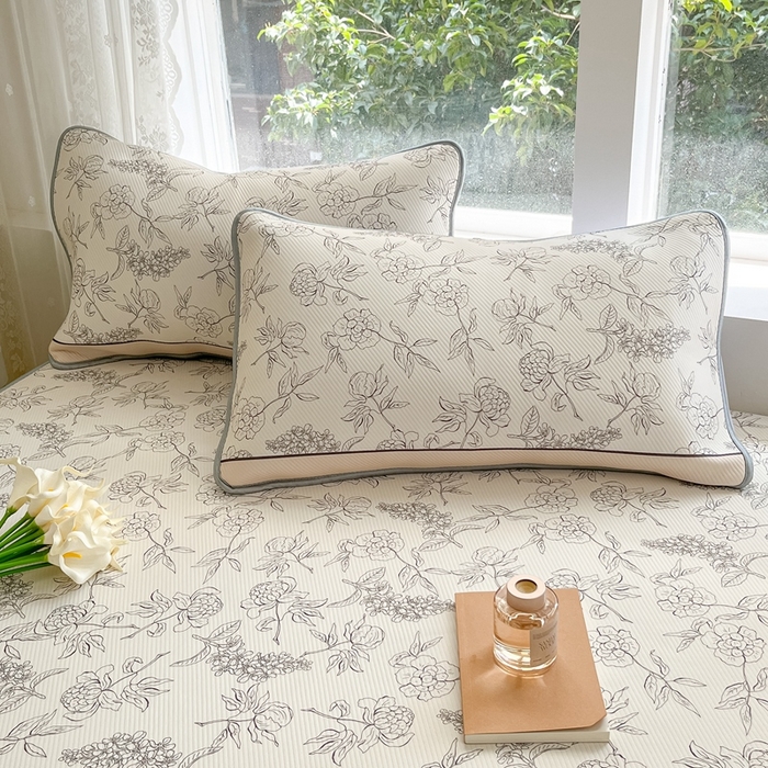 91家纺网 家纺一手货源 找家纺 （总）星座家纺 2025新款复合提花凉感丝凉席三件套床笠款