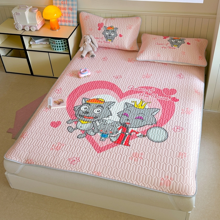 91家纺网 家纺一手货源 找家纺 金爱家 2025新款凉感丝乳胶凉席 乳胶-灰灰家族