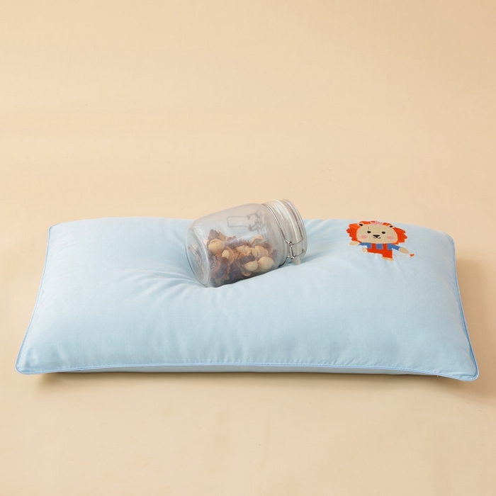 91家纺网 家纺一手货源 找家纺 喜多兔2025新款小轻柔纯棉双层纱枕套枕头 蓝色萌小狮