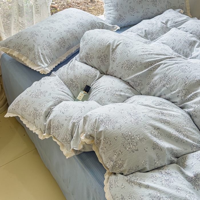 91家纺网 家纺一手货源 找家纺 可思家纺 2025新款法式皱皱纱四件套 莱茵河畔