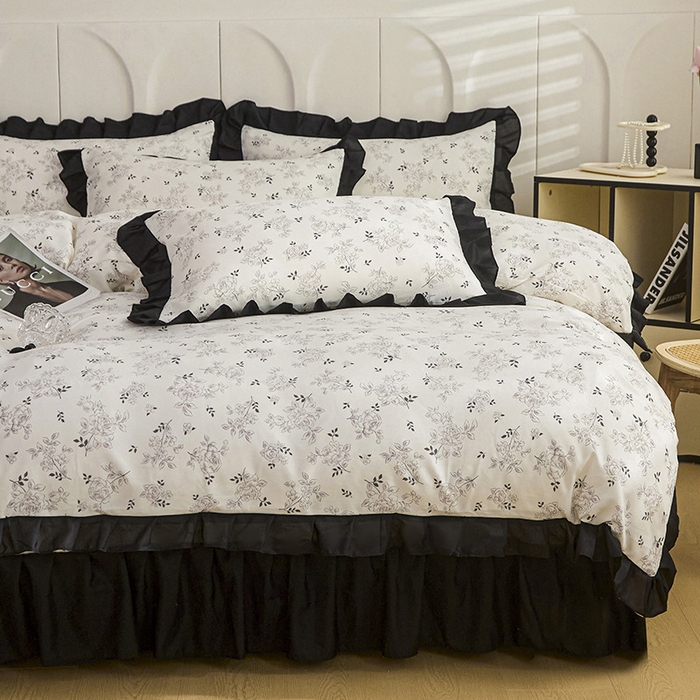 91家纺网 家纺一手货源 找家纺 铠畅家纺 2025新款有氧双层纱印花夹棉床盖四件套-终版 沉香