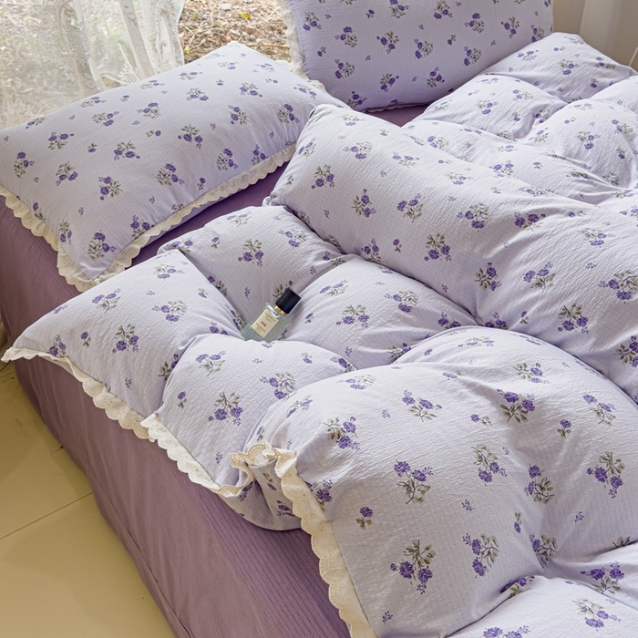 91家纺网 家纺一手货源 找家纺 可思家纺 2025新款法式皱皱纱四件套 绮梦