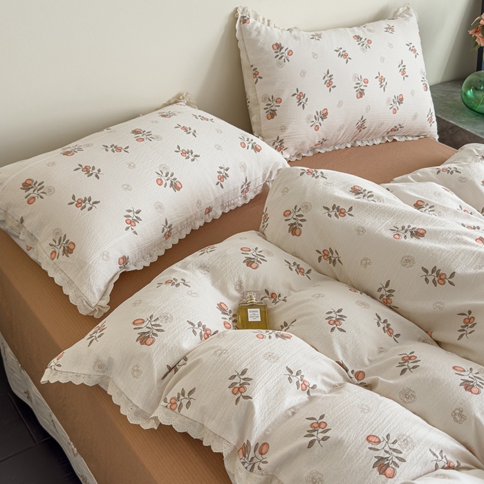 91家纺网 家纺一手货源 找家纺 可思家纺 2025新款法式皱皱纱四件套 秋实