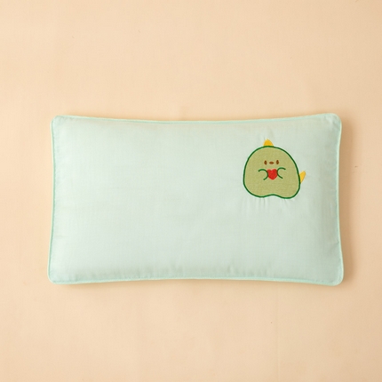 喜多兔2025新款小轻柔纯棉双层纱枕套枕头 绿色Q恐龙