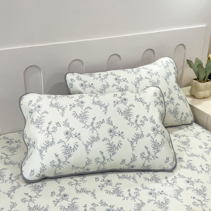 91家纺网 家纺一手货源 找家纺 2025年新款600D丝滑冰丝凉席-床笠款 连理枝蓝