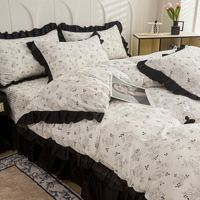 91家纺网 家纺一手货源 找家纺 铠畅家纺 2025新款有氧双层纱印花夹棉床盖四件套-终版 沉香