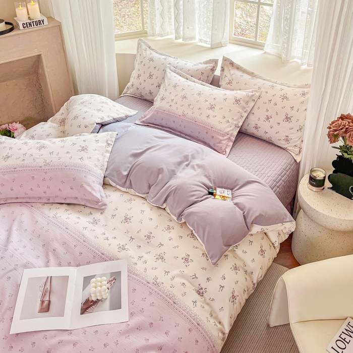 91家纺网 家纺一手货源 找家纺 （总）2025斯卡诺新款拼色针织水洗棉床盖四件套