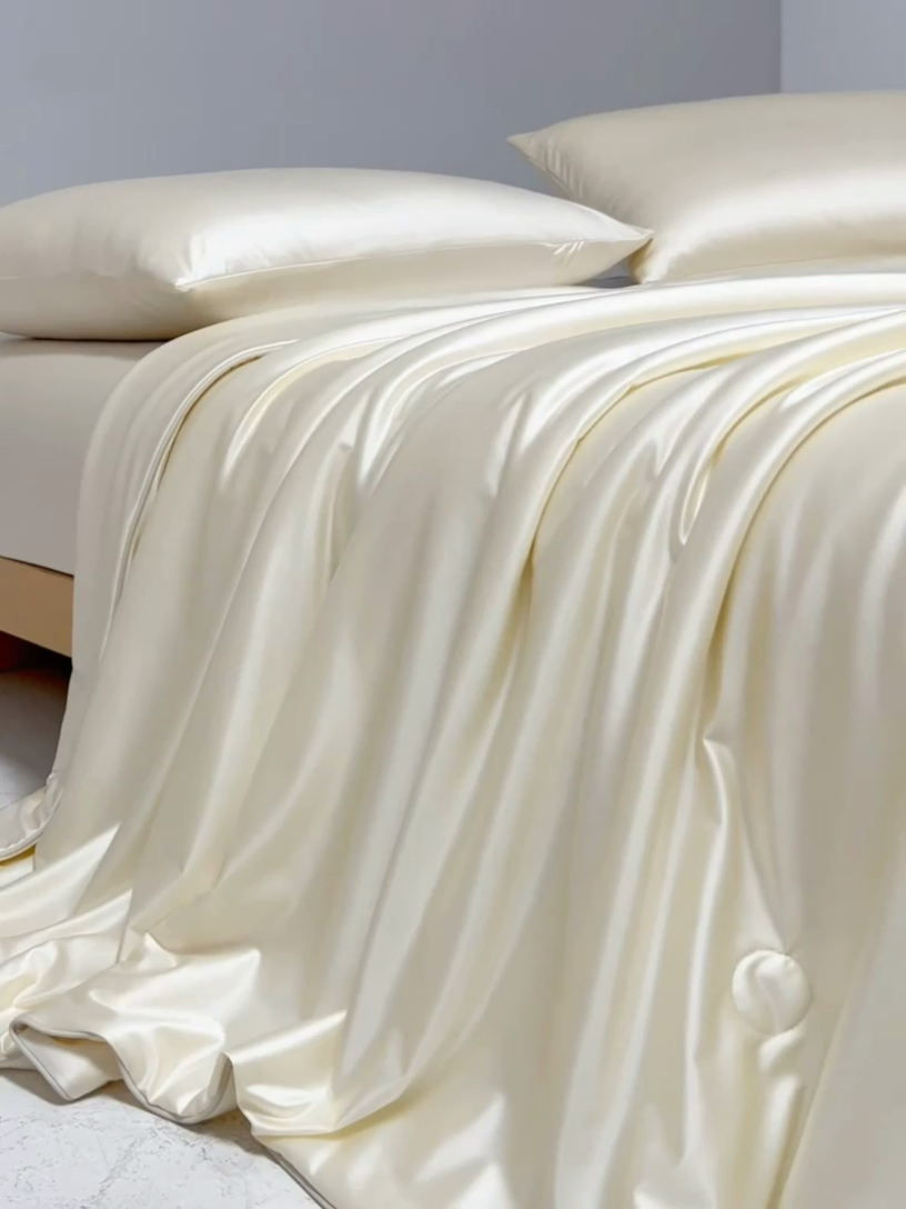 91家纺网 家纺一手货源 找家纺 莱福仕家纺 2025新款A类莹丝流光蚕丝系列夏被 奶酪米