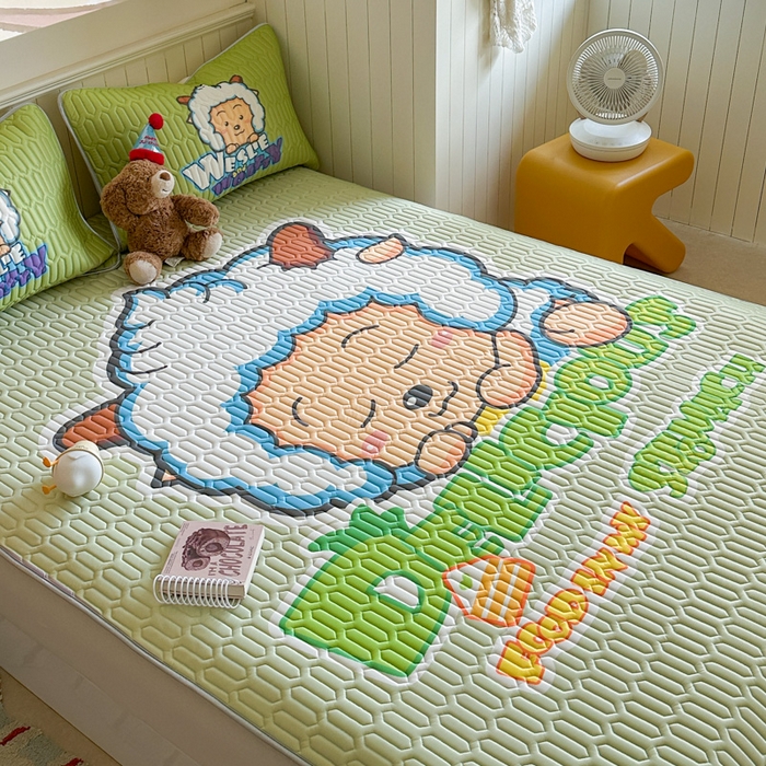 91家纺网 家纺一手货源 找家纺 金爱家 2025新款凉感丝乳胶凉席 乳胶-美梦羊羊