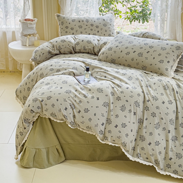 91家纺网 家纺一手货源 找家纺 （总）可思家纺 2025新款法式皱皱纱四件套