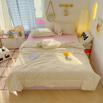 91家纺网 家纺一手货源 找家纺 （总）颜选 2025新款印花棉柔水洗棉夏被四件套