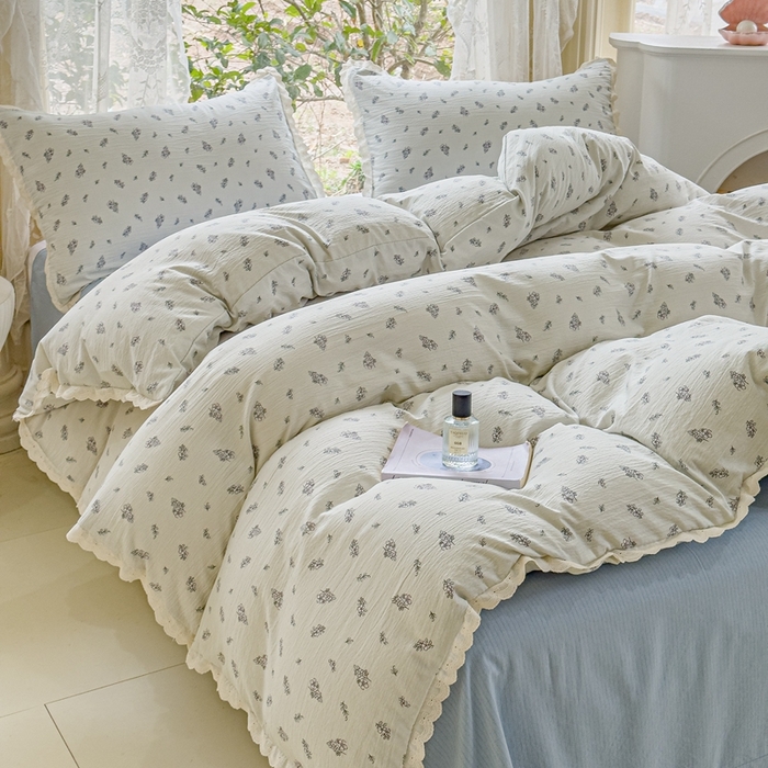 91家纺网 家纺一手货源 找家纺 可思家纺 2025新款法式皱皱纱四件套 南城旧事