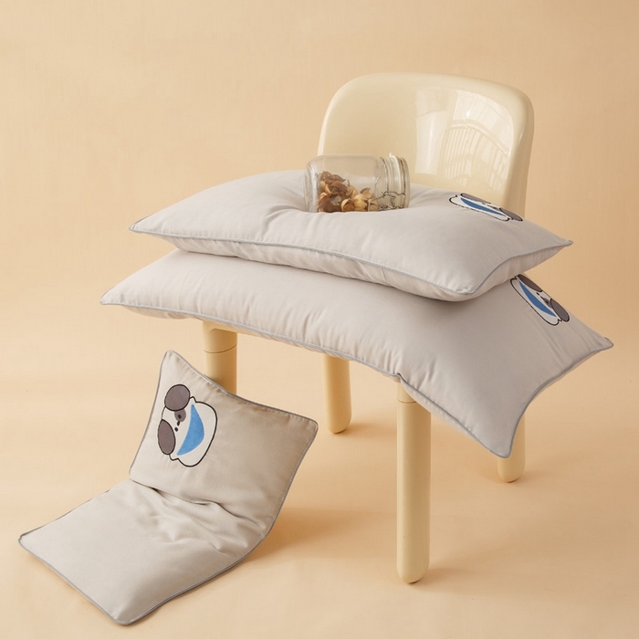 91家纺网 家纺一手货源 找家纺 喜多兔2025新款小轻柔纯棉双层纱枕套枕头 灰色Q小狗