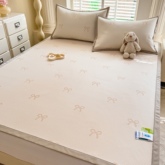 91家纺网 家纺一手货源 找家纺 （总）丝印良品 2025新款A类提花凉感豆豆复合凉席套件