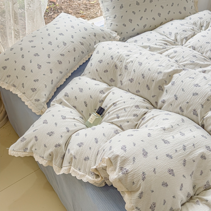 91家纺网 家纺一手货源 找家纺 可思家纺 2025新款法式皱皱纱四件套 南城旧事