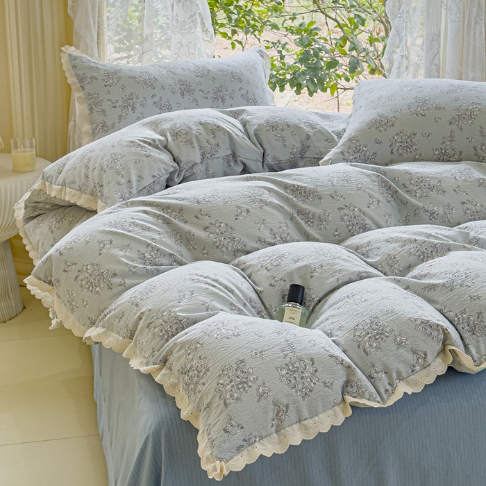 91家纺网 家纺一手货源 找家纺 可思家纺 2025新款法式皱皱纱四件套 莱茵河畔