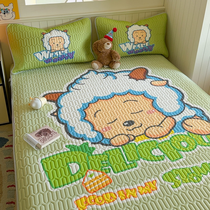 91家纺网 家纺一手货源 找家纺 金爱家 2025新款凉感丝乳胶凉席 乳胶-美梦羊羊