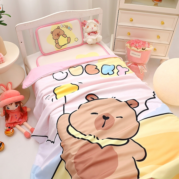 91家纺网 家纺一手货源 找家纺 八零年代 2025新款儿童A类天丝夏被冰爽棉空调被凉感被幼儿园凉席夏被三件套