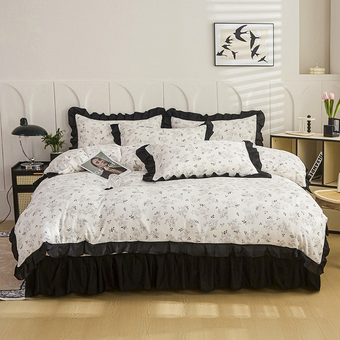 91家纺网 家纺一手货源 找家纺 铠畅家纺 2025新款有氧双层纱印花夹棉床盖四件套-终版 沉香