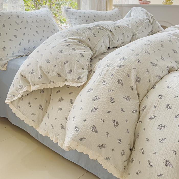 91家纺网 家纺一手货源 找家纺 可思家纺 2025新款法式皱皱纱四件套 南城旧事